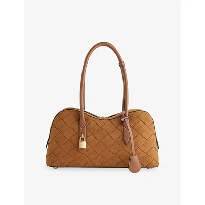 Stella Mccartney Womens Brandy Ryder Woven Faux-suede Shoulder Bag In Brown