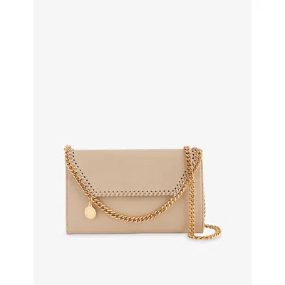 Stella Mccartney Womens Butter Cream Falabella Vegan-suede Wallet In Yellow