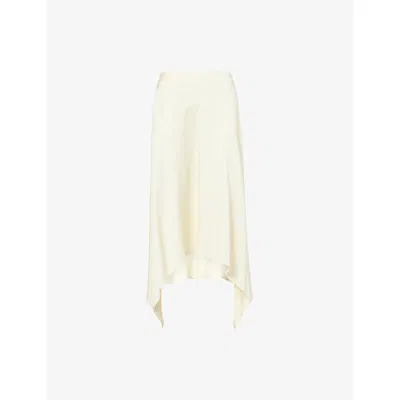 Stella Mccartney Womens Buttermilk Asymmetric Midi Satin Skirt In White