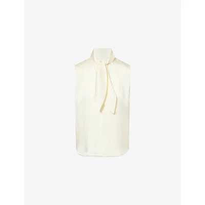 Stella Mccartney Womens Buttermilk Tie-neck Sleeveless Satin Top In Neutral