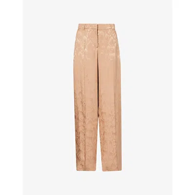 Stella Mccartney Womens Caramel Cloud Straight-leg Silk-blend Trousers In Brown