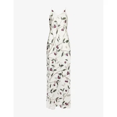 Stella Mccartney Womens Cherry-print V-neck Silk Maxi Dress Cream In White