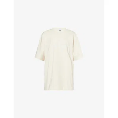 Stella Mccartney Womens Cream Come Together Slogan Cotton T-shirt In White