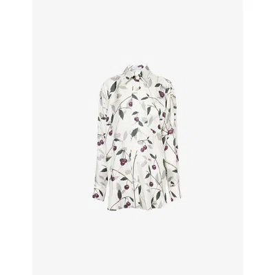 Stella Mccartney Womens Cream High Summer Cherry-print Silk Shirt In White