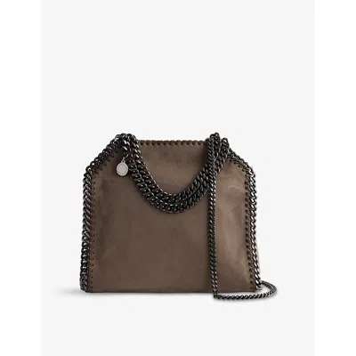 Stella Mccartney Womens Dark Taupe Falabella Mini Faux-suede Tote Bag