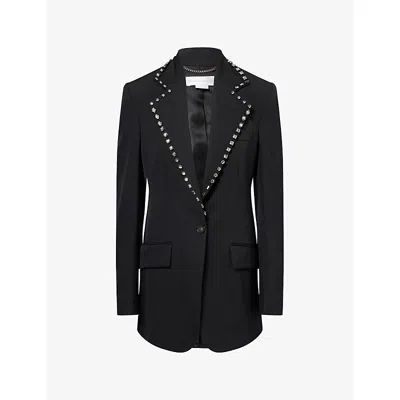 Stella Mccartney Womens Embellished Single-breasted Wool Blazer Black