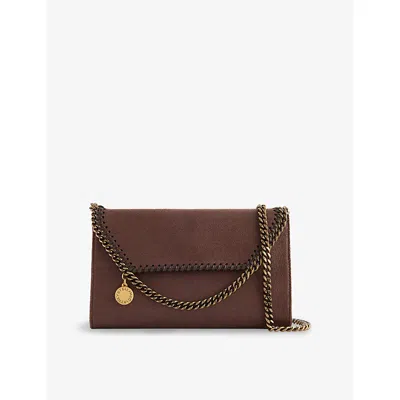 Stella Mccartney Womens Falabella Faux-suede Wallet-on-chain Mahogany