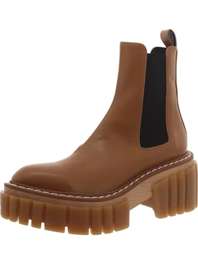 Stella Mccartney Womens Faux Leather Block Heel Chelsea Boots In Brown