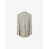 Stella Mccartney Womens Grey Melange Cream Herringbone Single-breasted Wool And Silk Blazer In Gray