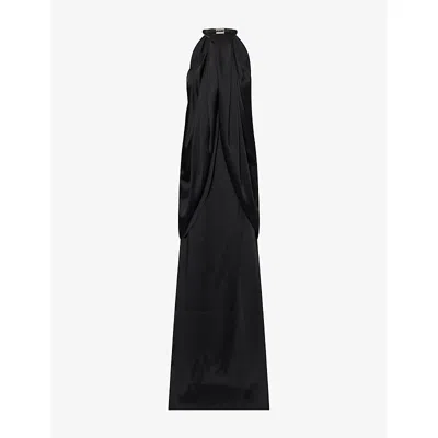 Stella Mccartney Womens High-neck Draped Satin Gown Black