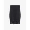 Stella Mccartney Womens  Iconic Lace-trim Satin Knee-length Skirt