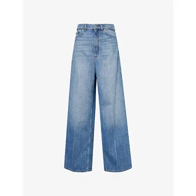 Stella Mccartney Womens Iconic Mid Vintage Blue Iconic Wide-leg Denim Jeans
