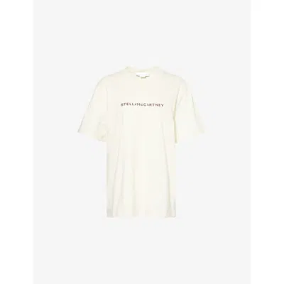STELLA MCCARTNEY WOMENS IVORY ICONIC LOGO-PRINT COTTON-JERSEY T-SHIRT