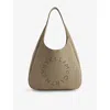 Stella Mccartney Womens Khaki Logo Hobo Faux-suede Shoulder Bag