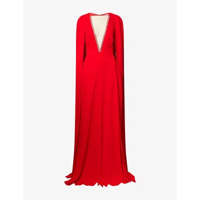 Stella Mccartney Womens Lipstick Red Draped Sleeveless Woven Maxi Dress
