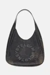 Stella Mccartney Suede Hobo Bag With Circular Logo And Metal Closure In Green