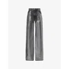 Stella Mccartney Womens Black Denim Wash Mirror-embellished Straight-leg Denim Jeans In Gray