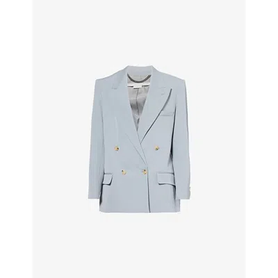 Stella Mccartney Womens Mist Double-breasted Two-flap-pockets Oversized Stretch-wool Blazer