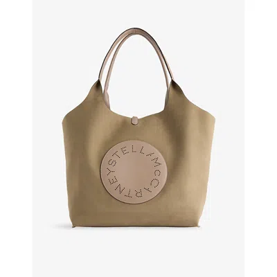 Stella Mccartney Womens Moss Perforated-logo Vegan-suede Tote Bag