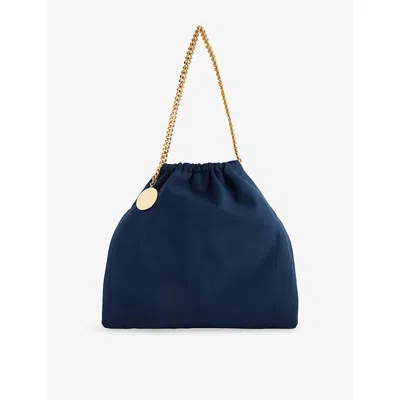Stella Mccartney Womens Navy Falabella Drawstring Faux-suede Shoulder Bag In Blue