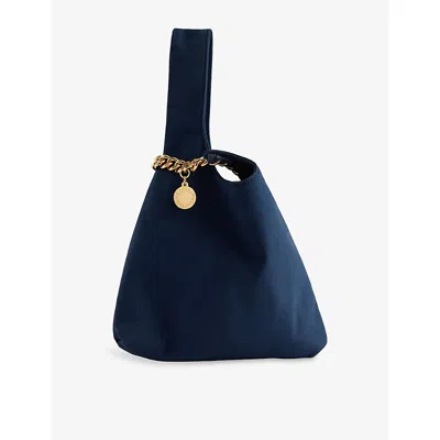 Stella Mccartney Womens Navy Falabella Faux-suede Wristlet In Blue