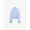 Stella Mccartney Womens Draped High-neck Silk-chiffon Top Periwinkle