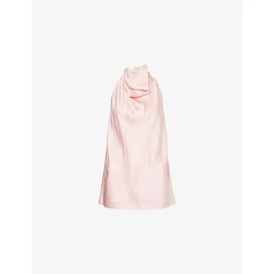 Stella Mccartney Womens Petal Rose Halterneck Draped Satin Top In Pink
