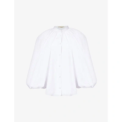 Stella Mccartney Womens Pure White Balloon Puff-sleeve Cotton Shirt