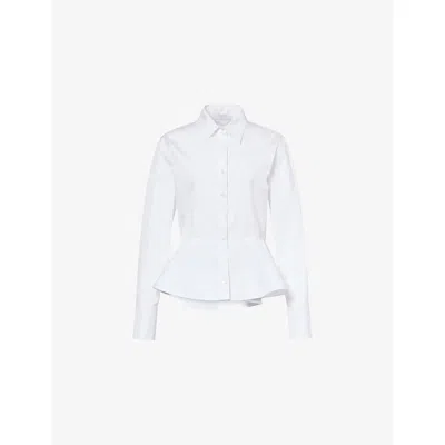 Stella Mccartney Womens Pure White Peplum-waist Tailored Cotton Shirt