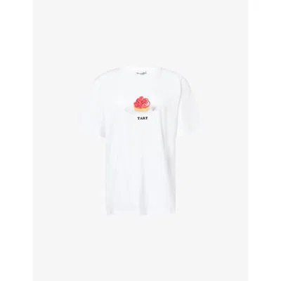 Stella Mccartney Womens Pure White Raspberry Tart Graphic Cotton-jersey T-shirt