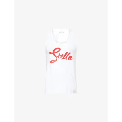 Stella Mccartney Womens Pure White Stella Logo-embroidered Cotton-jersey Tank Top