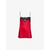 Stella Mccartney Womens Contrast Lace-trim Satin Camisole Top Raspberry
