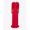 Stella Mccartney Womens Raspberry Draped Padded-shoulders Woven Gown