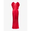 Stella Mccartney Womens V-neck Sleeveless Satin Gown Raspberry In Red
