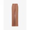 Stella Mccartney Womens Rosewood Flared Wide-leg Wool Trousers In Brown