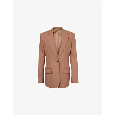 Stella Mccartney Womens Single-breasted Notch-lapel Wool Blazer Rosewood