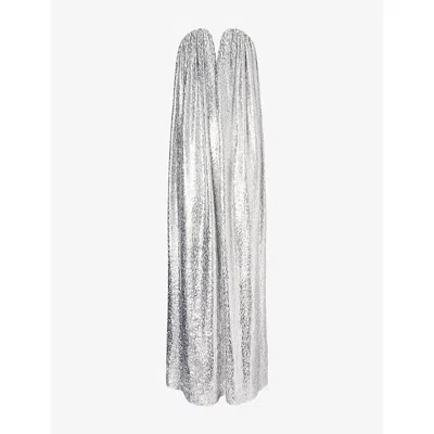Stella Mccartney Womens Silver Strapless Fil Coupe Gown In Metallic