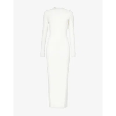 Stella Mccartney Womens Compact Miracle Round-neck Knitted Midi Dress Pure White