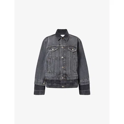 Stella Mccartney Womens Double-layer Relaxed Denim Jacket Two Tonal Black