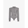 Stella Mccartney Womens Grey Fine-knit Polo-collar Wool Knitted Body In Grey