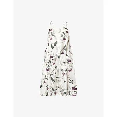 Stella Mccartney Womens Cream High Summer Cherry-print Silk Mini Dress