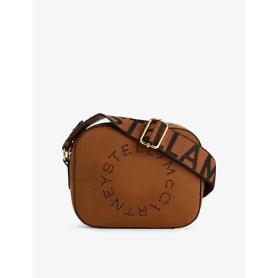 Stella Mccartney Womens Brandy Logo Camera Faux-suede Crossbody Bag