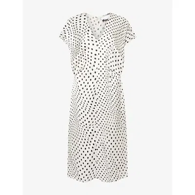 Stella Mccartney Womens White Black Polka Dot V-neck Satin Midi Dress