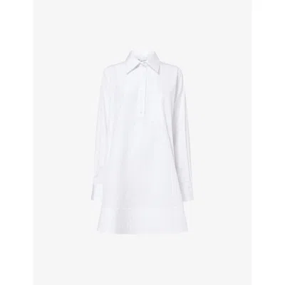 Stella Mccartney Womens Pure White Relaxed-fit Collar Cotton Mini Shirt Dress