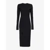 Stella Mccartney Studded Long Sleeve Midi Dress In Black