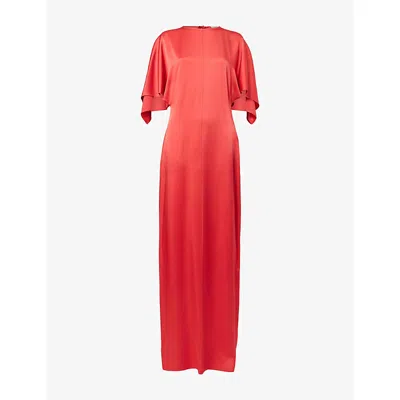 Stella Mccartney Womens Tomato Handkerchief Sleeve Satin Dress In Red