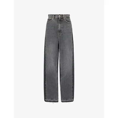 Stella Mccartney Womens Double-denim High-rise Wide-leg Denim Jeans Two Tonal Black In Gray