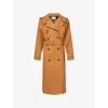 Stella Mccartney Womens Wallnut Double-breasted Belted Suede Trench Coat In Gold