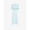 Stella Mccartney Womens Water Lily Draped Layered Silk Midi Dress In Water Lily