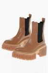 STELLA MCCARTNEY WOOD AND RUBBER SOLE EMILIE CHELSEA BOOTIES 8CM